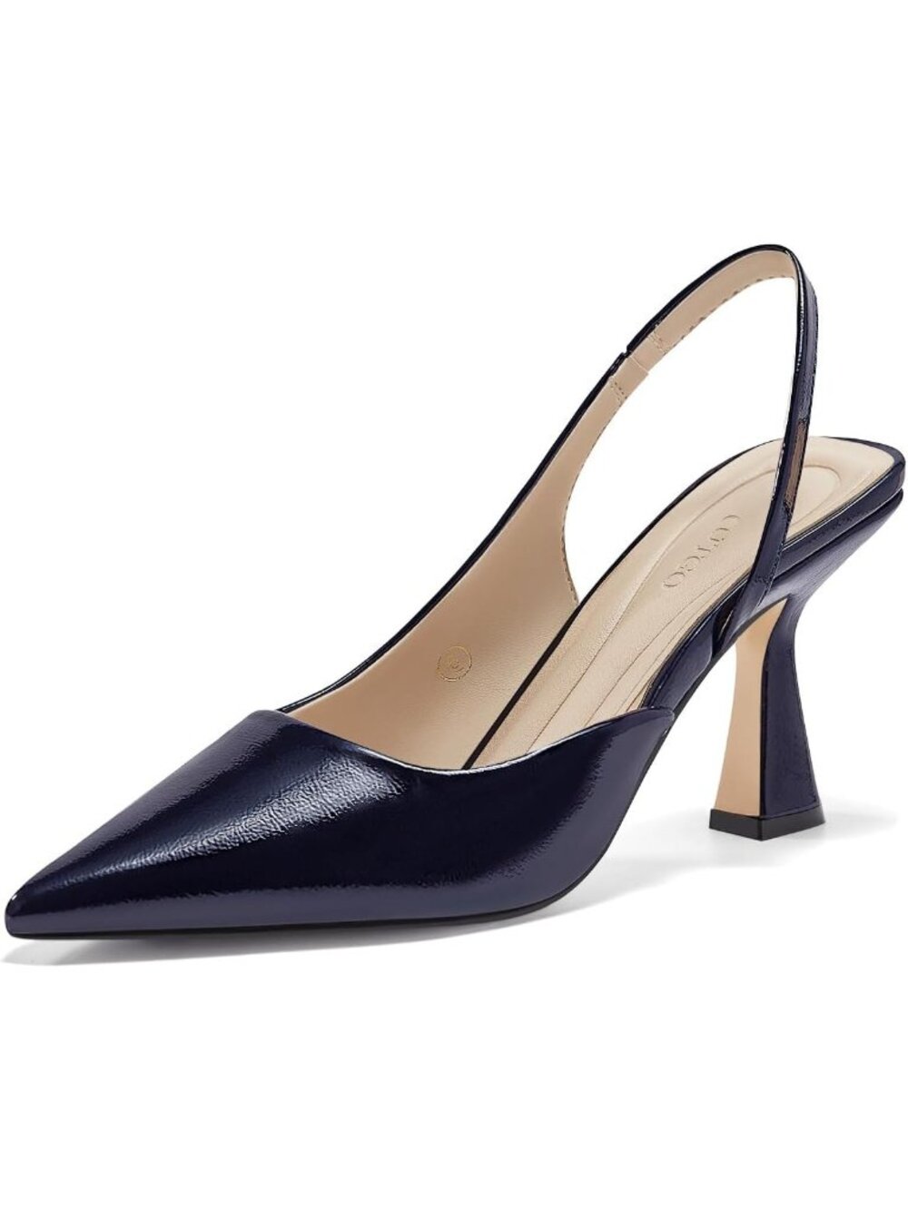Women's Navy Slingback Stiletto High Heels Closed Pointed Toe Pumps Dress Shoes
